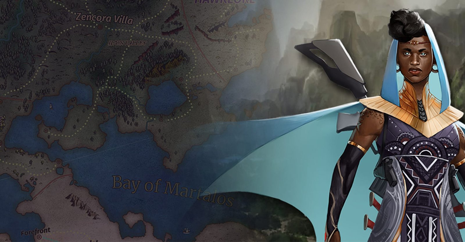Isola of the Minos, a Swordsfall banner illustration by Tumo Mere